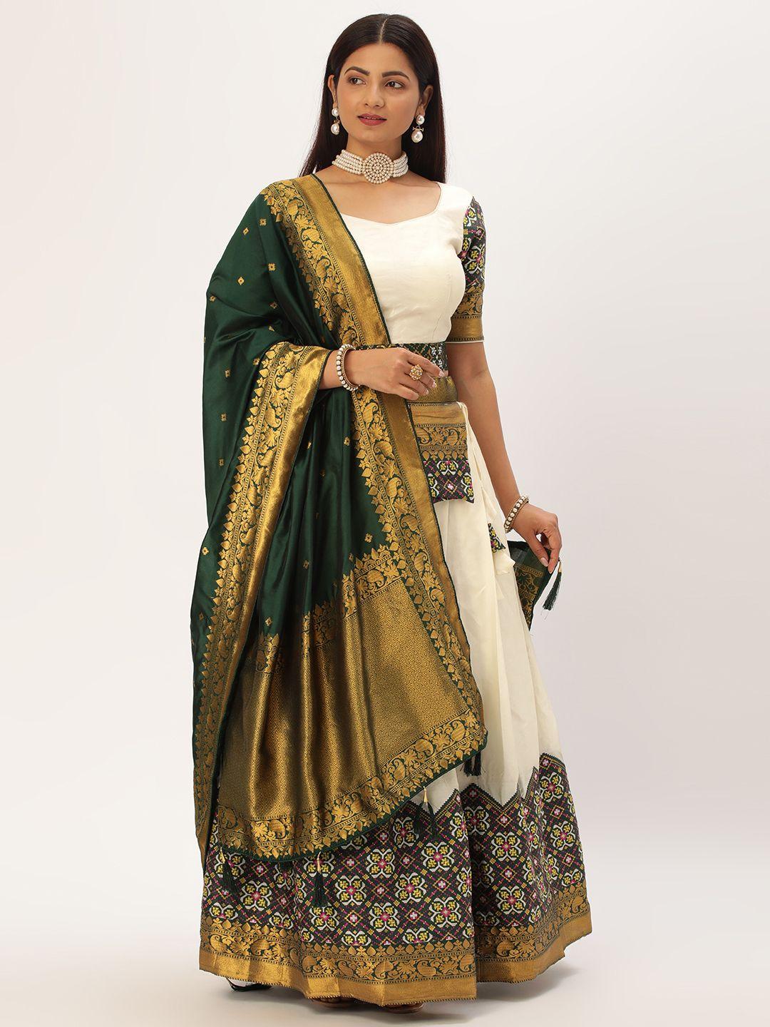 fabcartz zari unstitched lehenga & blouse with dupatta