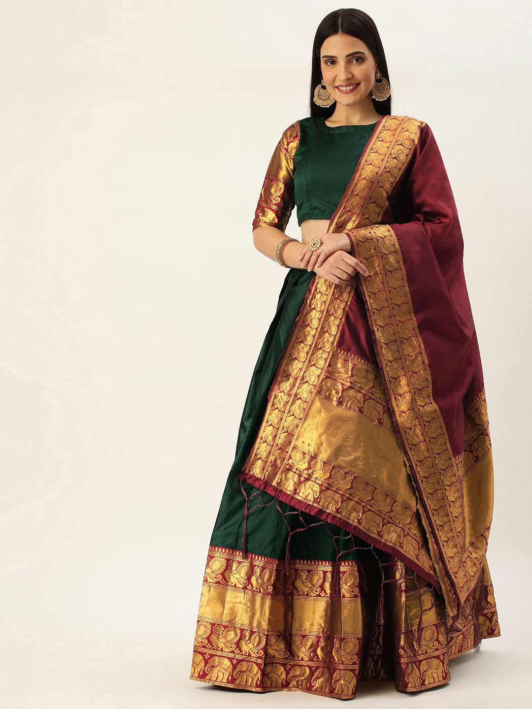 fabcartz zari woven design semi-stitched lehenga & unstitched blouse with dupatta