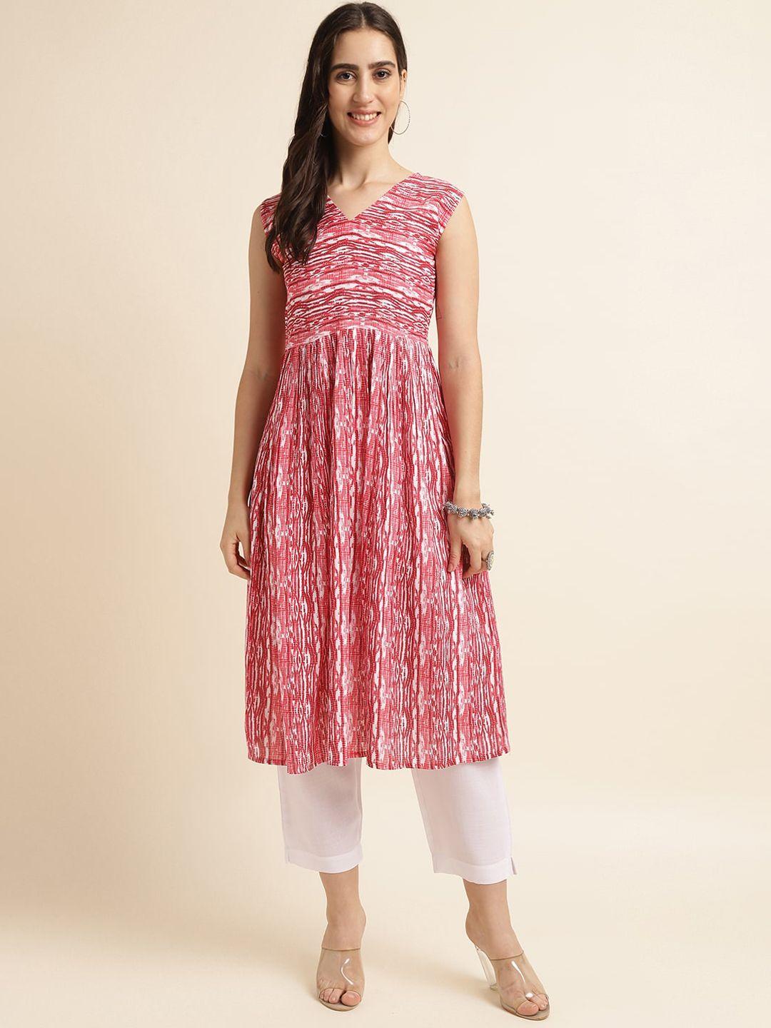 fabclub abstract embroidered thread work a-line kurta