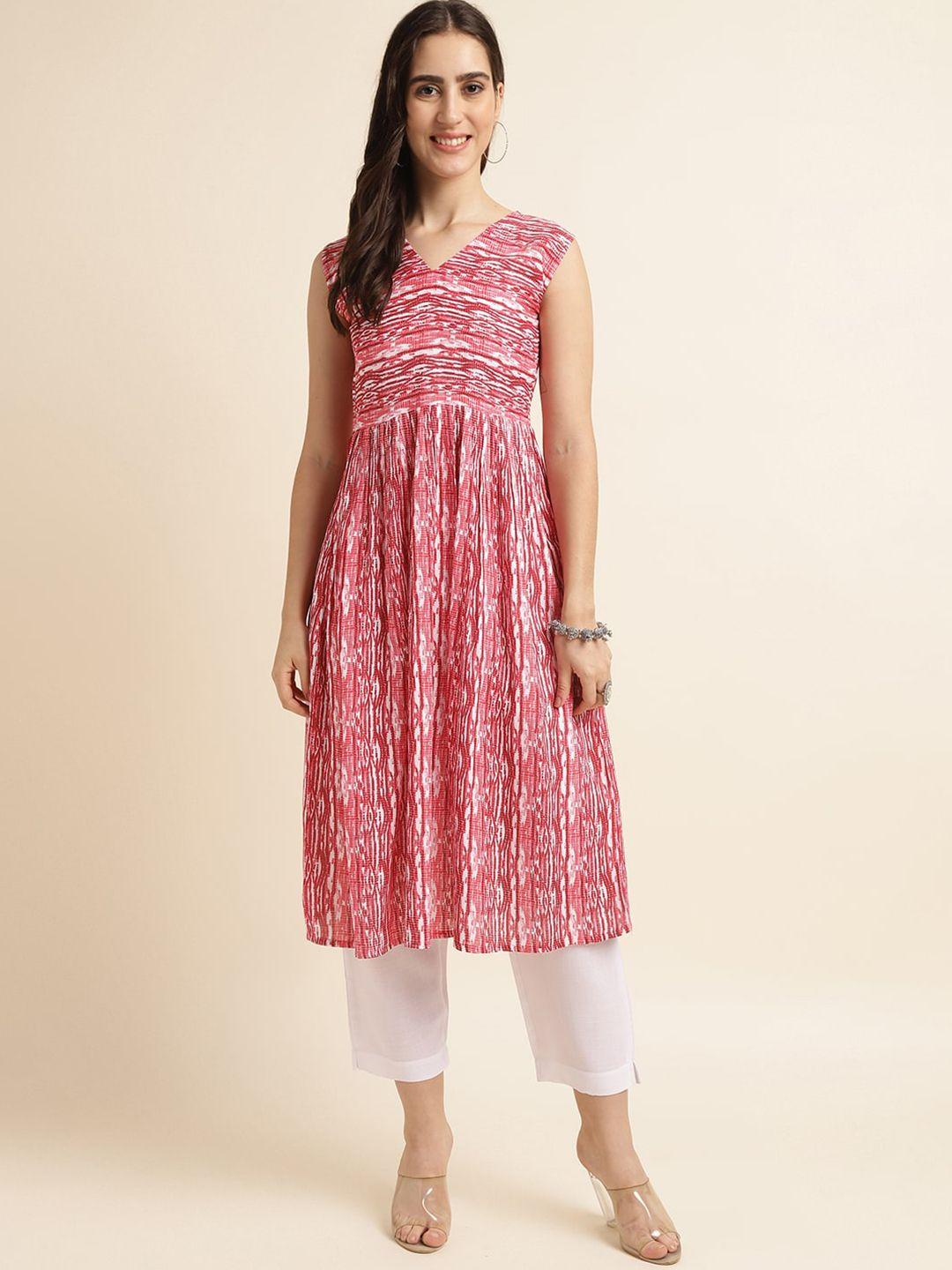 fabclub abstract printed regular kurta with trousers