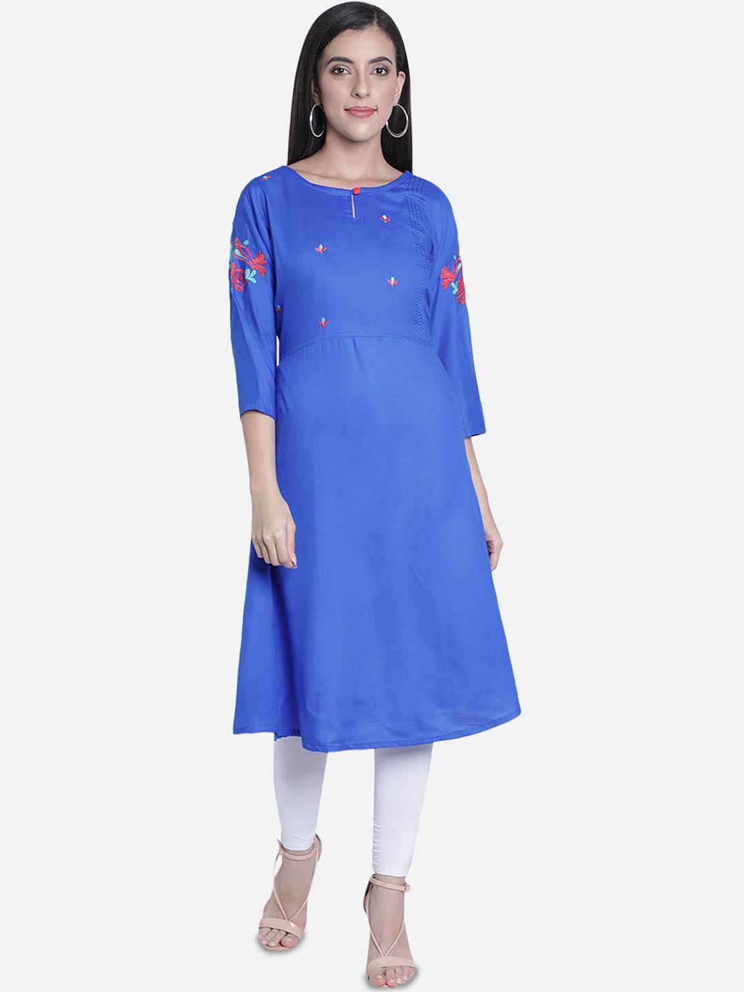 fabclub blue embroidered kurta