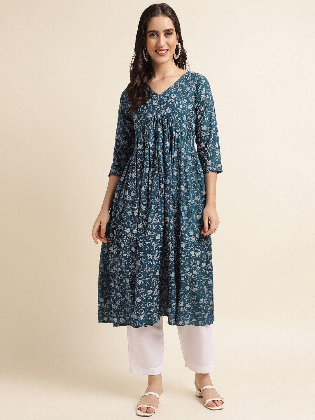 fabclub floral printed empire a-line kurta with trousers