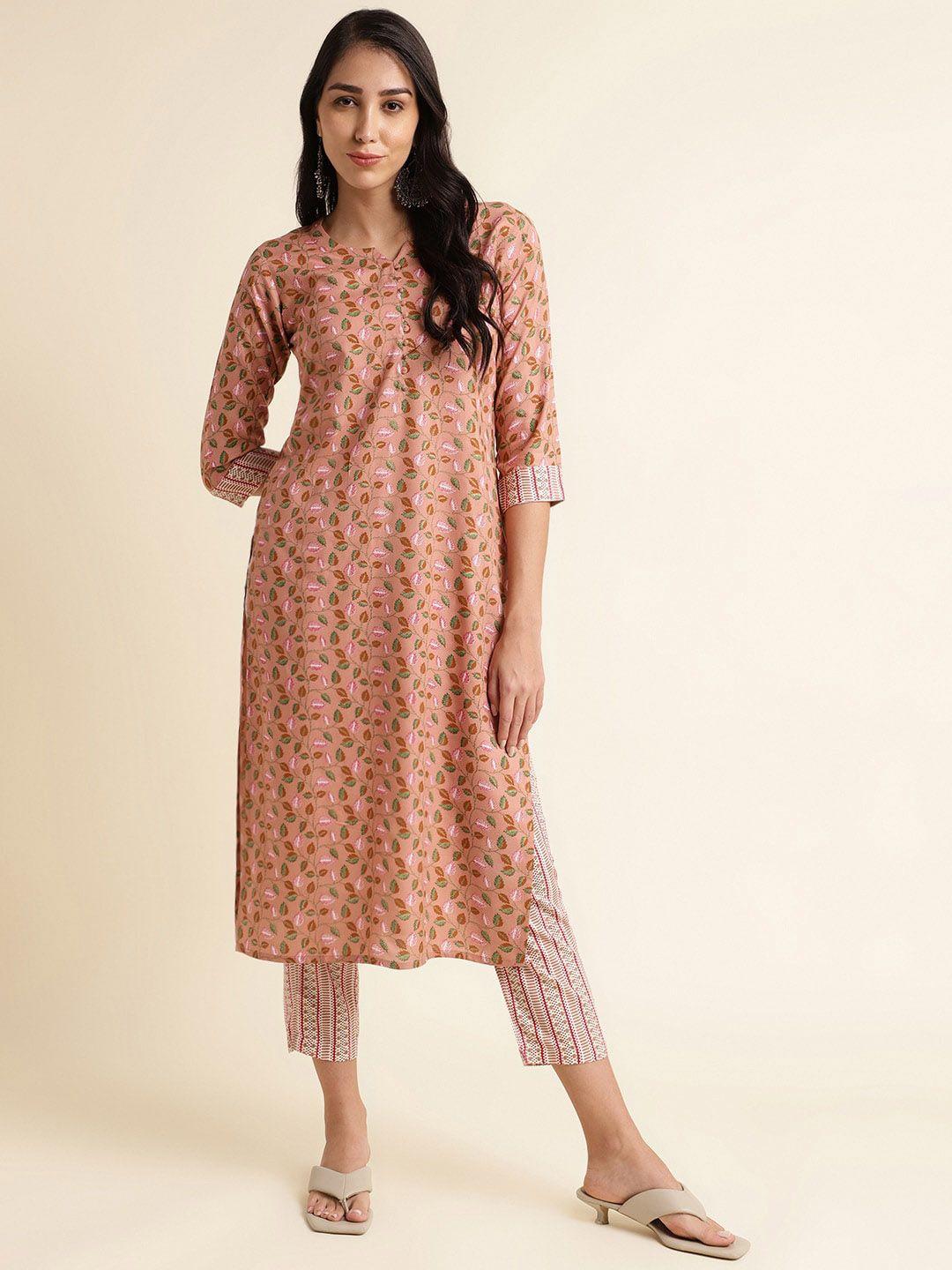 fabclub floral printed kurta with trousers