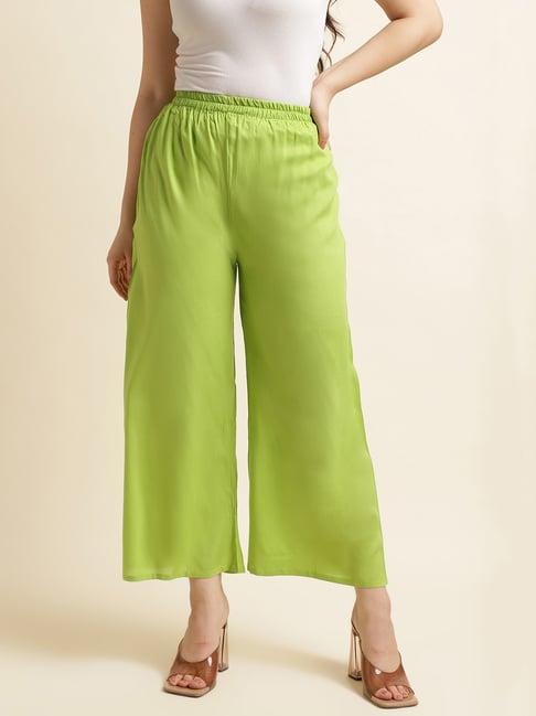 fabclub lime green relaxed fit palazzos