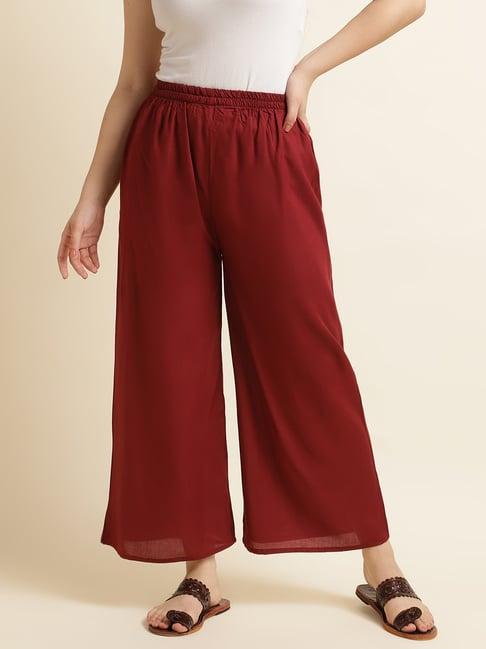 fabclub maroon relaxed fit palazzos