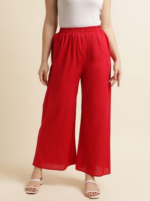 fabclub red relaxed fit palazzos