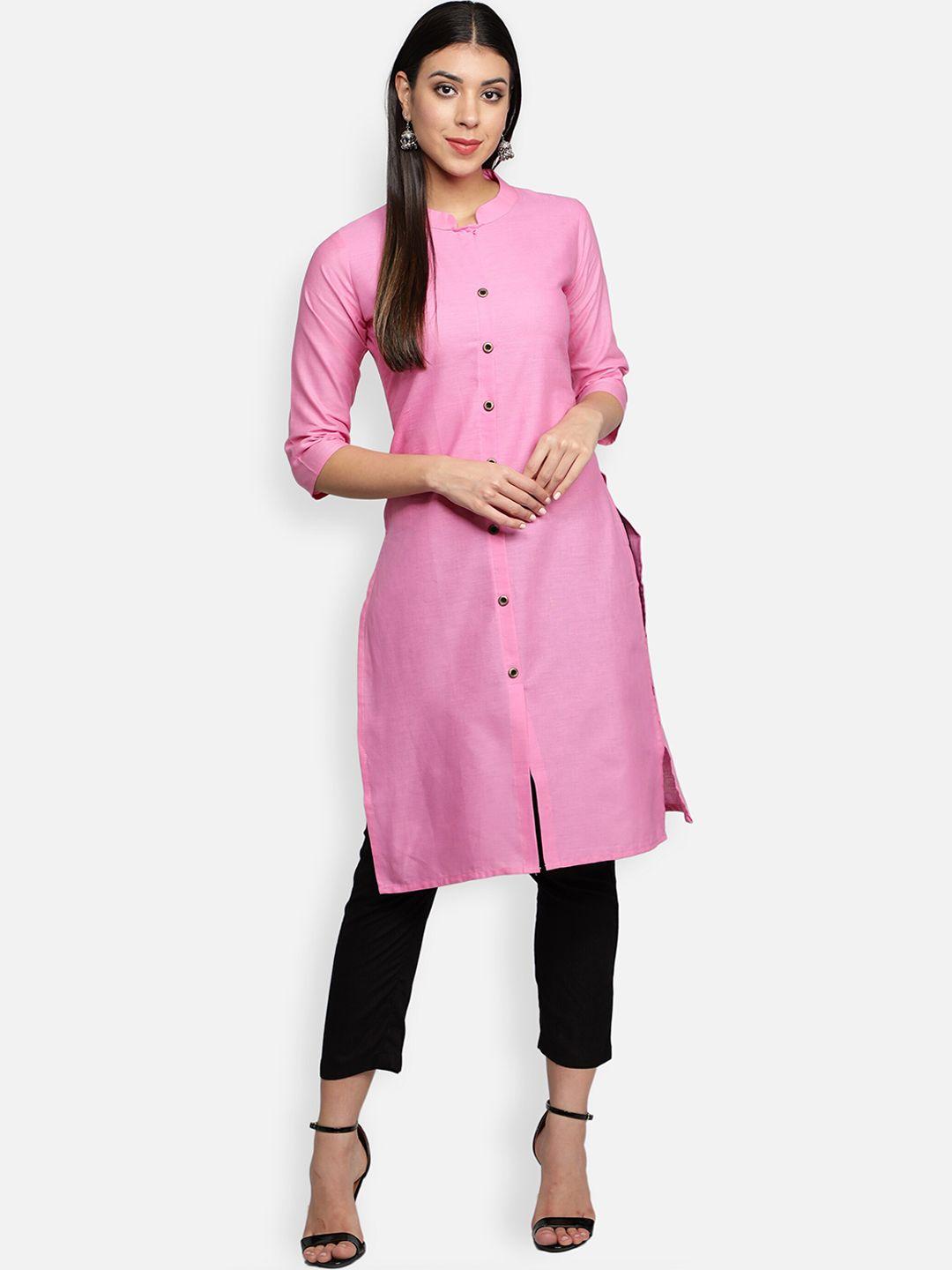 fabclub women pink solid kurta