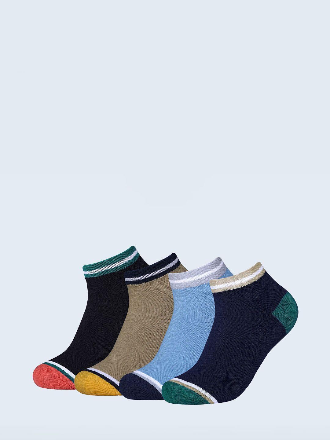 fabdon men color-blocked pack of 4 ankle-length socks