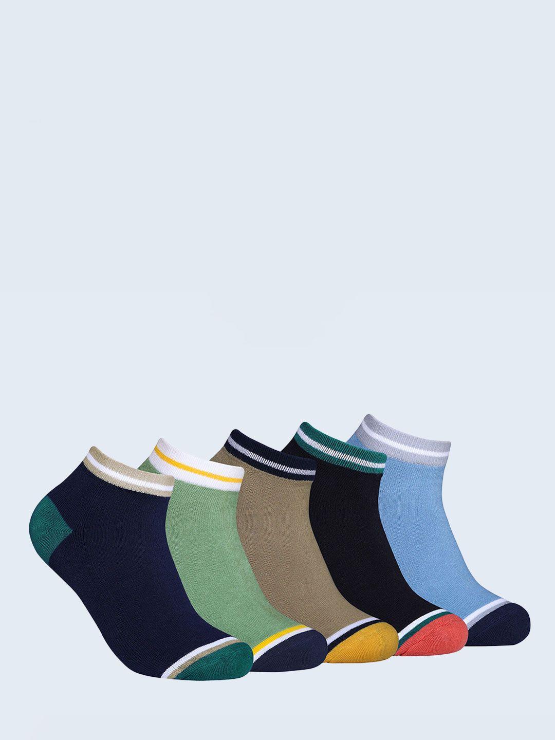 fabdon men color-blocked pack of 5 ankle-length socks