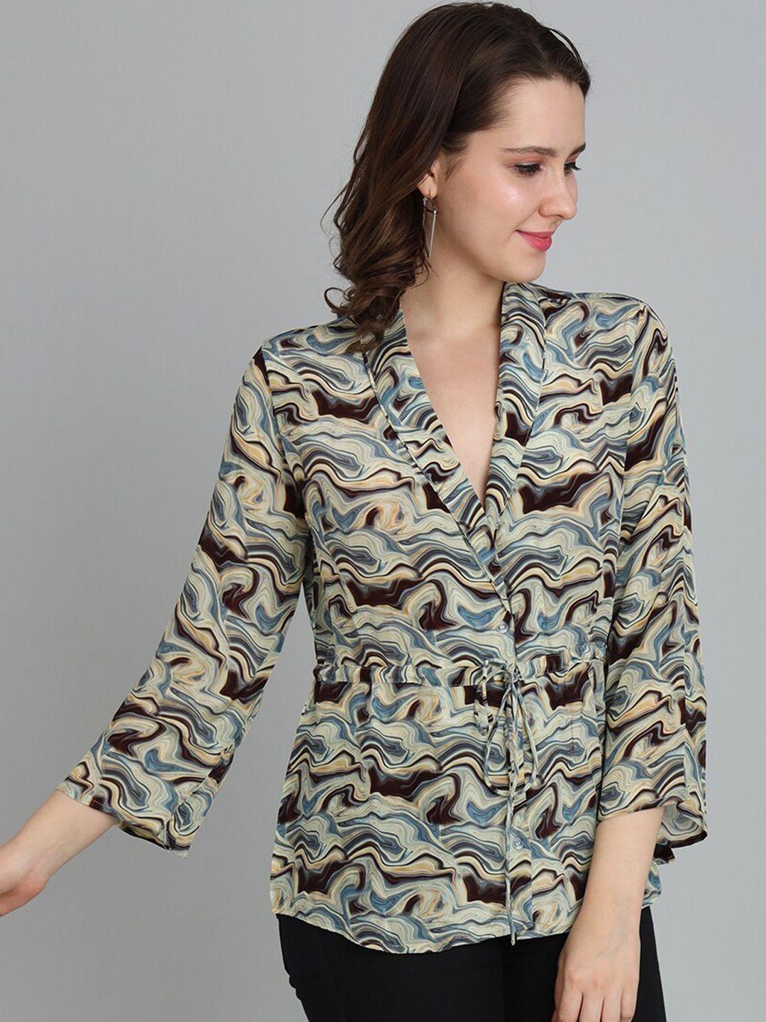 fabdyor abstract printed single-breasted casual blazer