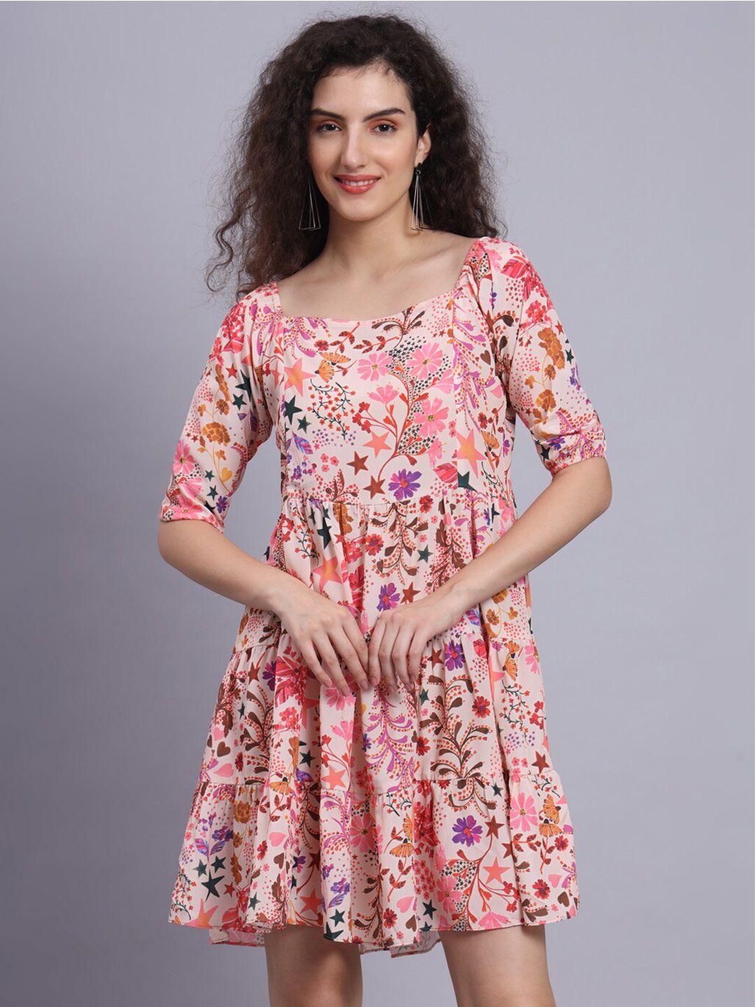 fabdyor peach-coloured crepe dress