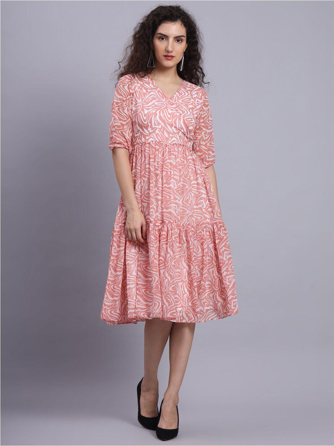 fabdyor pink georgette dress