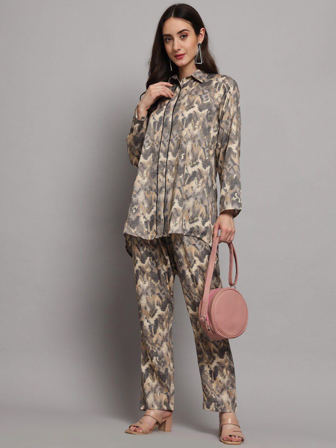 fabdyor printed shirt with trousers