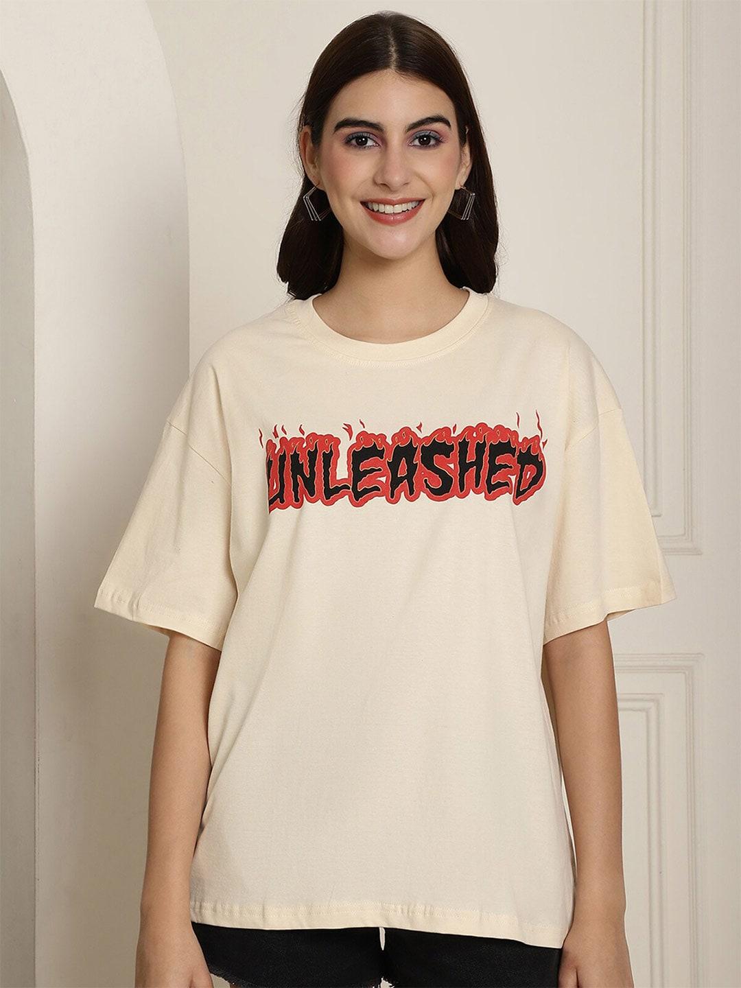 fabflee graphic printed drop-shoulder oversized cotton t-shirt