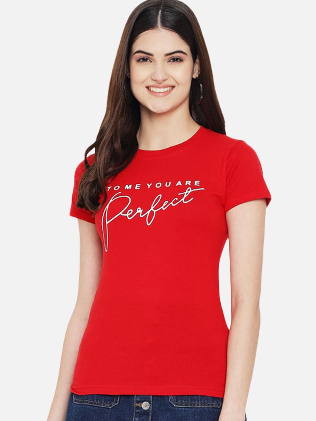 fabflee typography printed cotton t-shirt