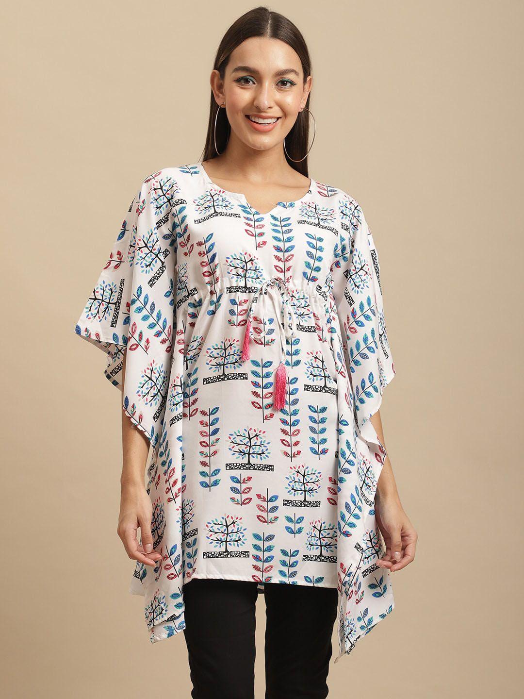 fabflee floral print kaftan longline top