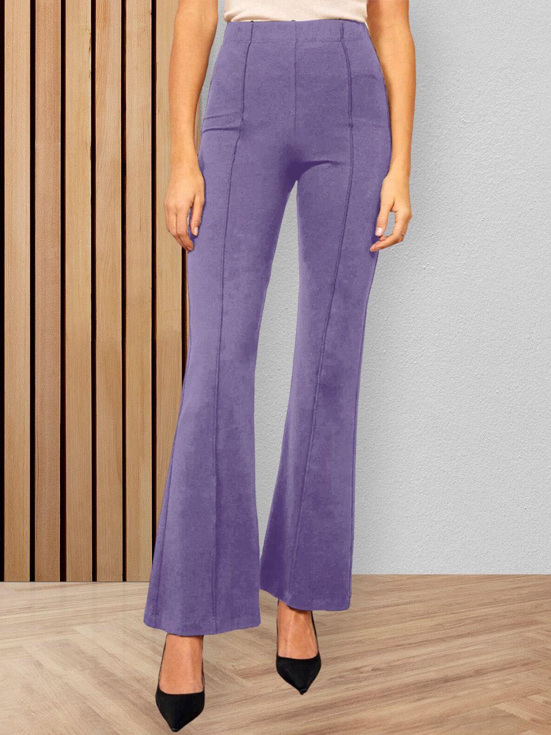 fabflee women flared high-rise cotton parallel trousers