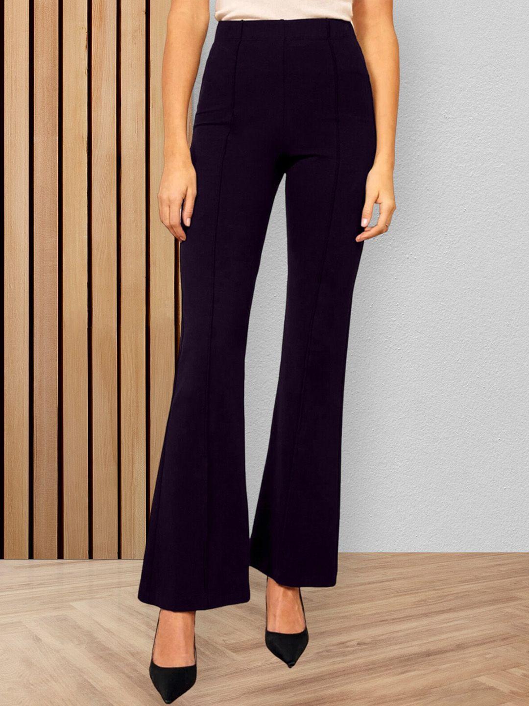 fabflee women flared high-rise pleated trousers