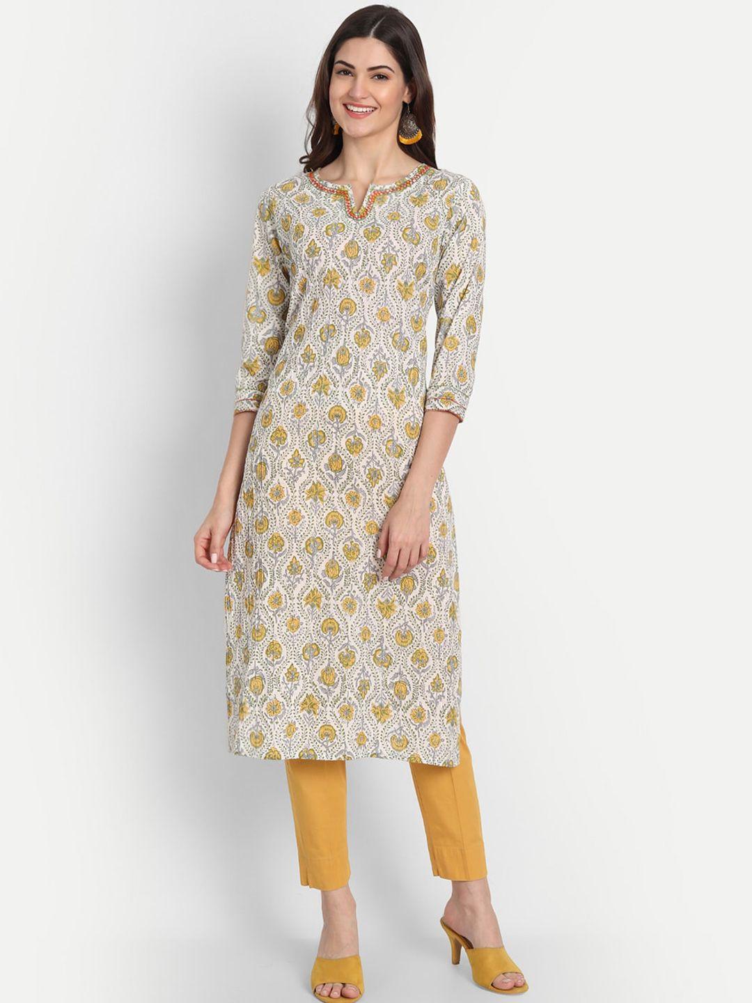 fabglobal ethnic motifs printed thread work kurta