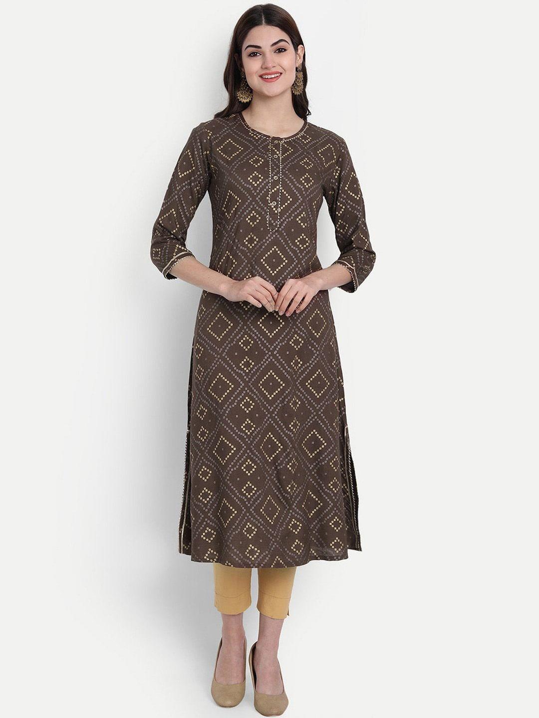 fabglobal geometric printed gotta patti kurta