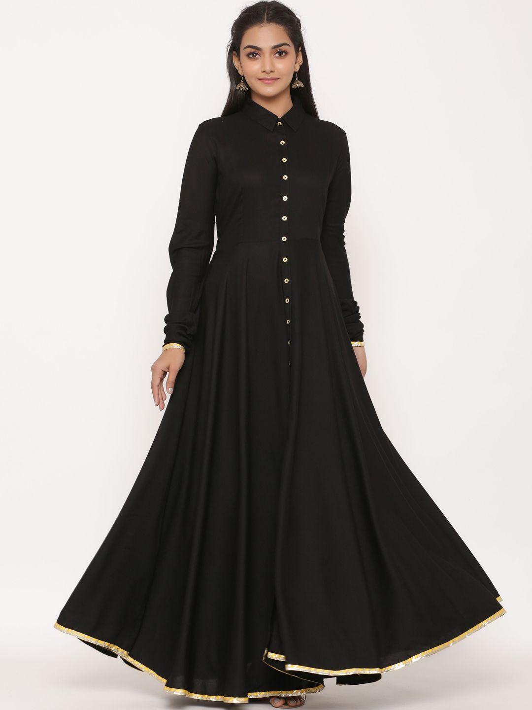 fabglobal women black solid maxi dress