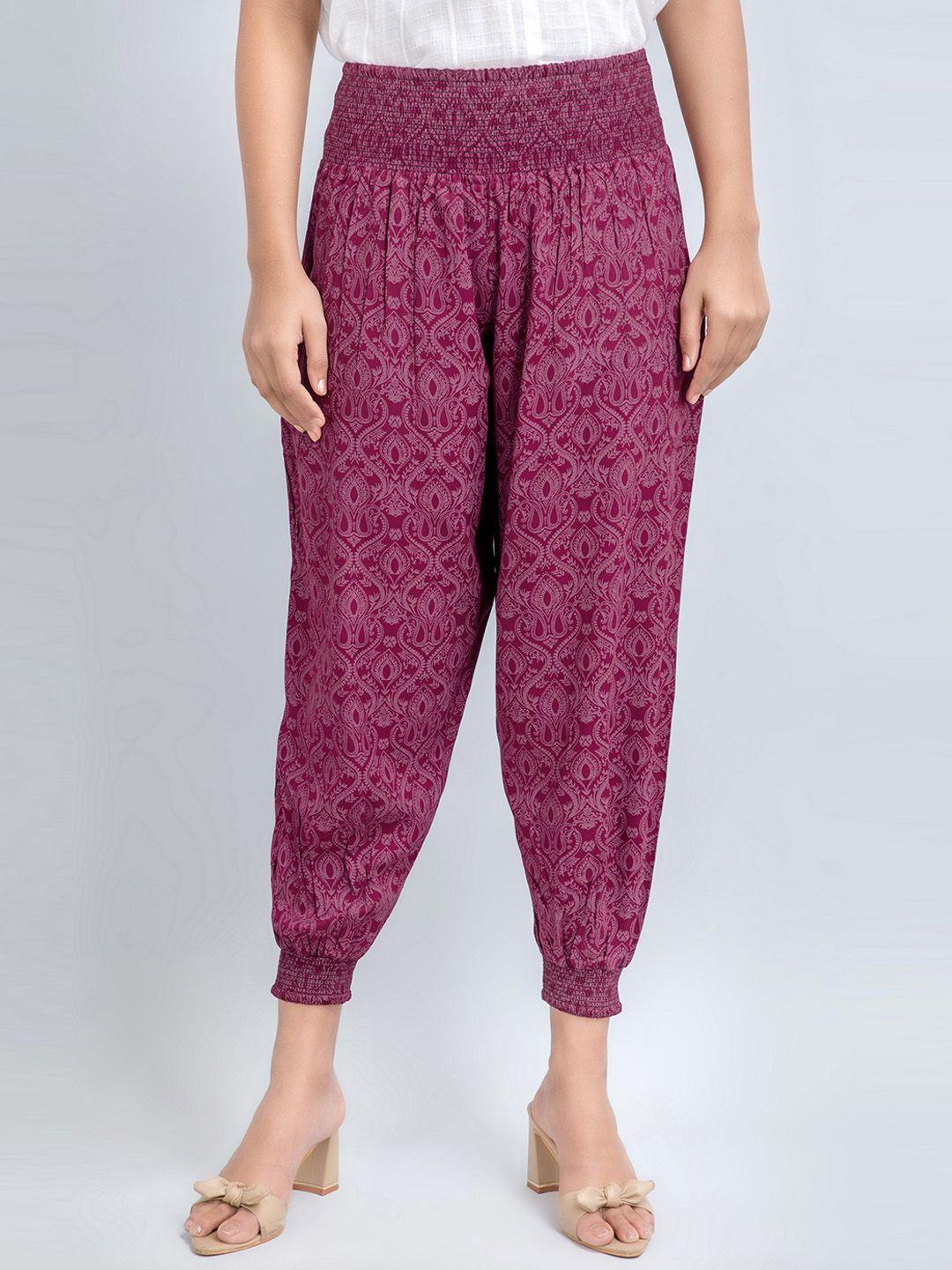 fabglobal women ethnic motifs printed loose fit easy wash jodhpuris trousers