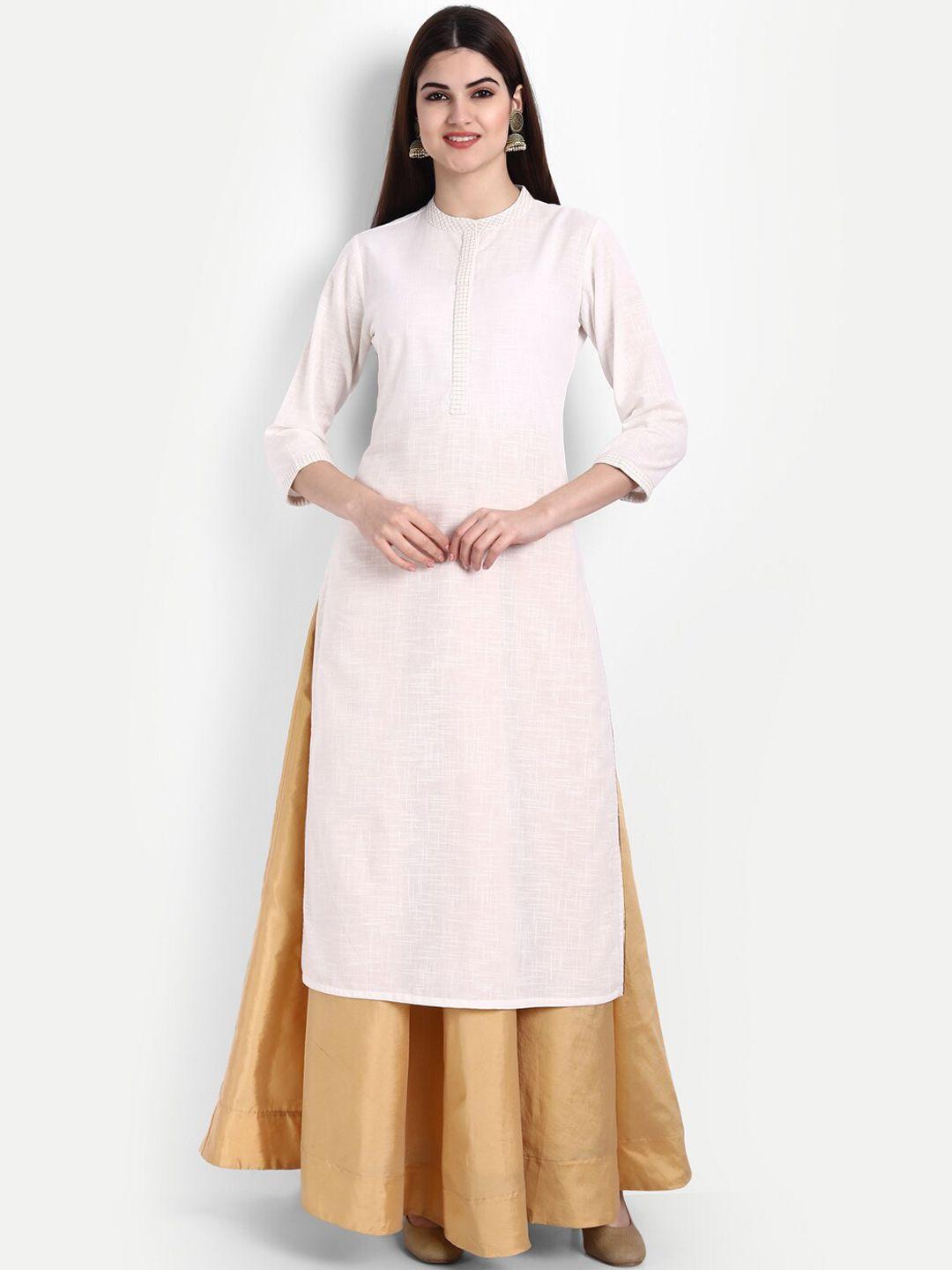 fabglobal women off white thread work kurta