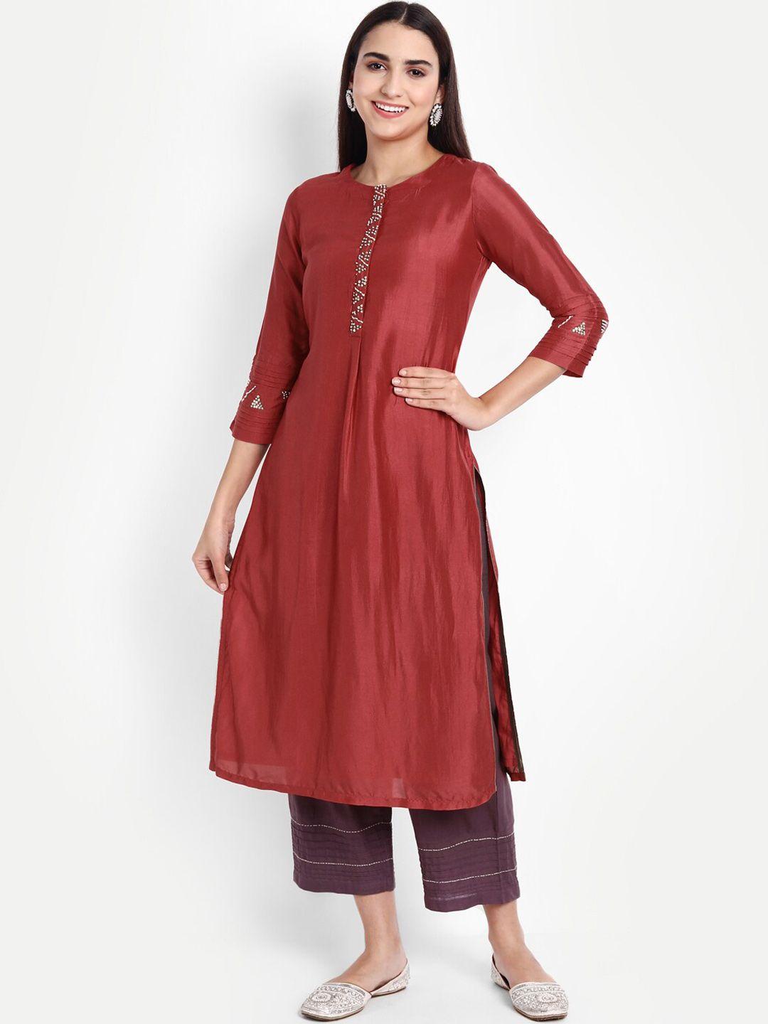 fabglobal women pure silk kurta with trousers