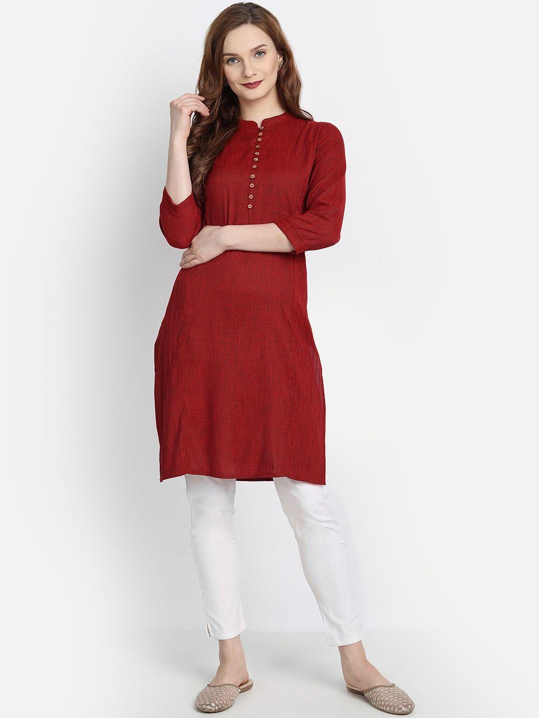 fabglobal women red thread work kurta