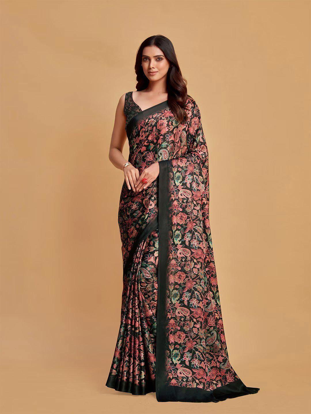 fabian fashion floral printed satin saree