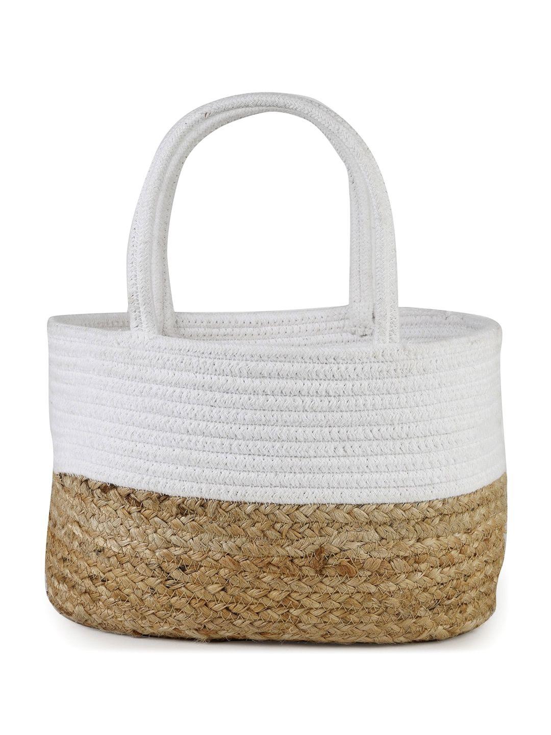 fabinaliv white textured oversized structured shoulder bag with cut work