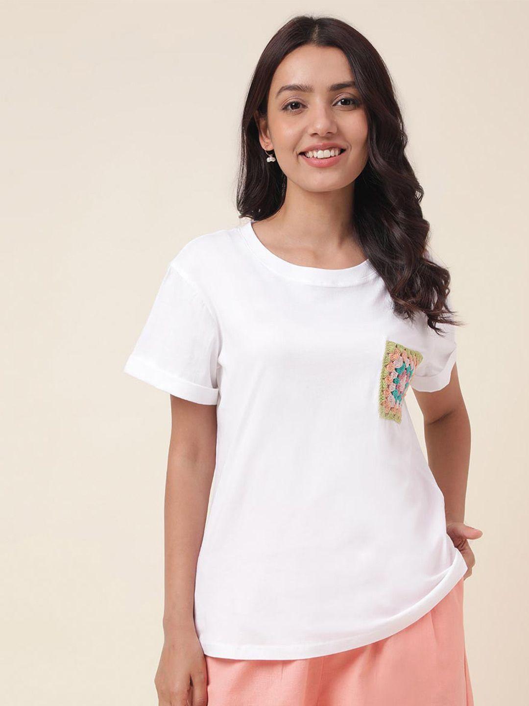 fabindia embroidered cotton t-shirt