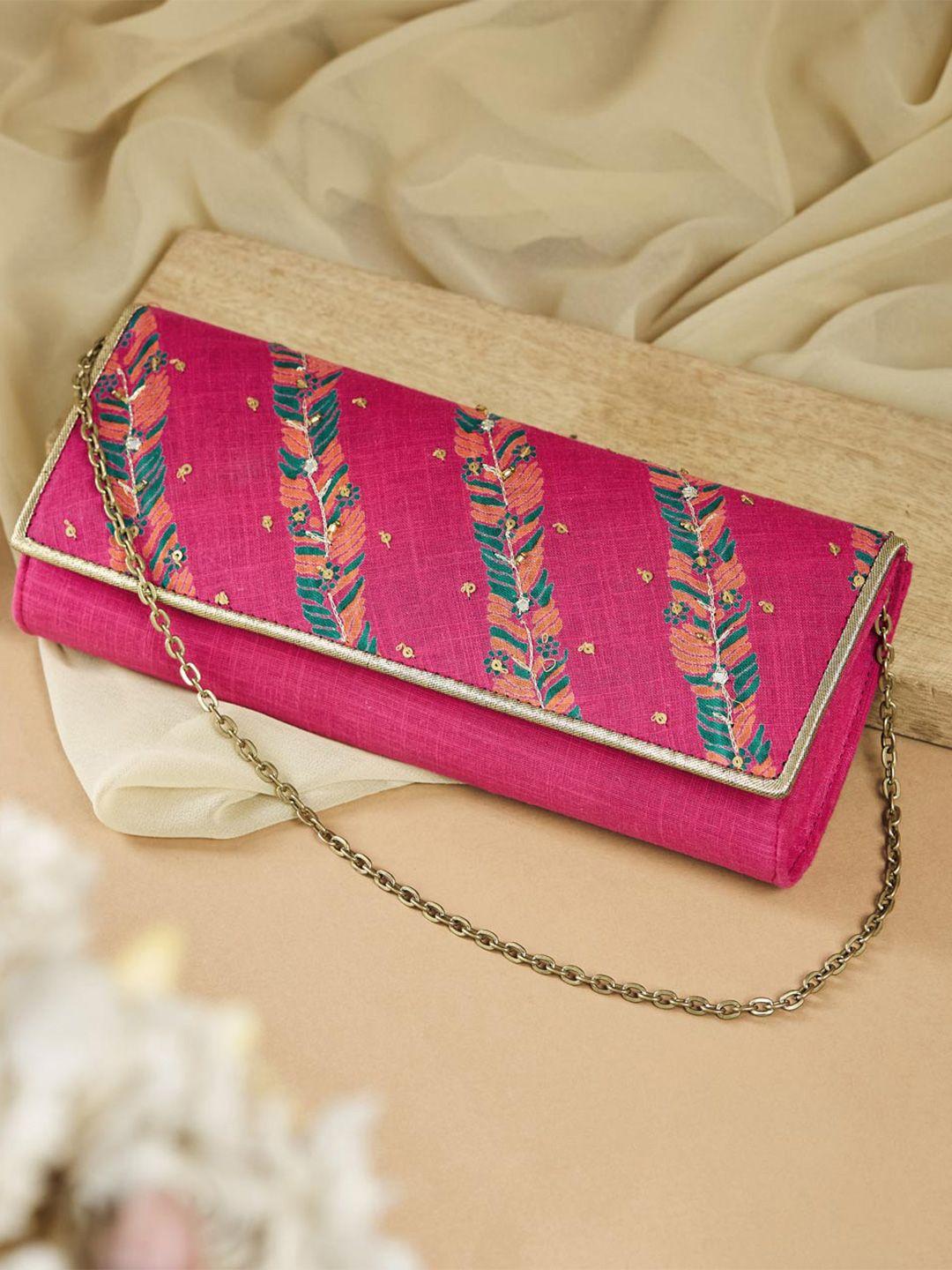 fabindia embroidered embellished foldover clutch