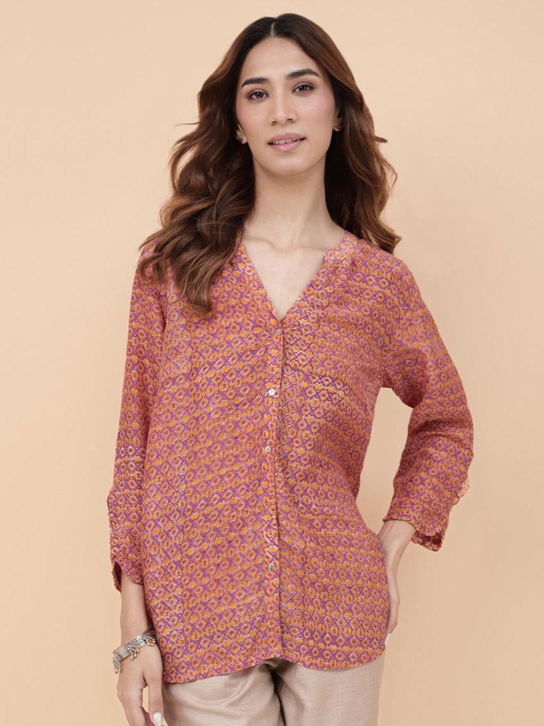 fabindia ethnic motifs printed casual shirt
