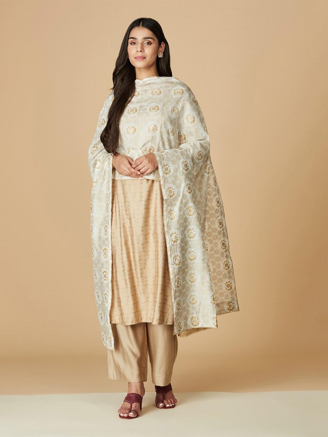 fabindia ethnic motifs printed cotton silk dupatta