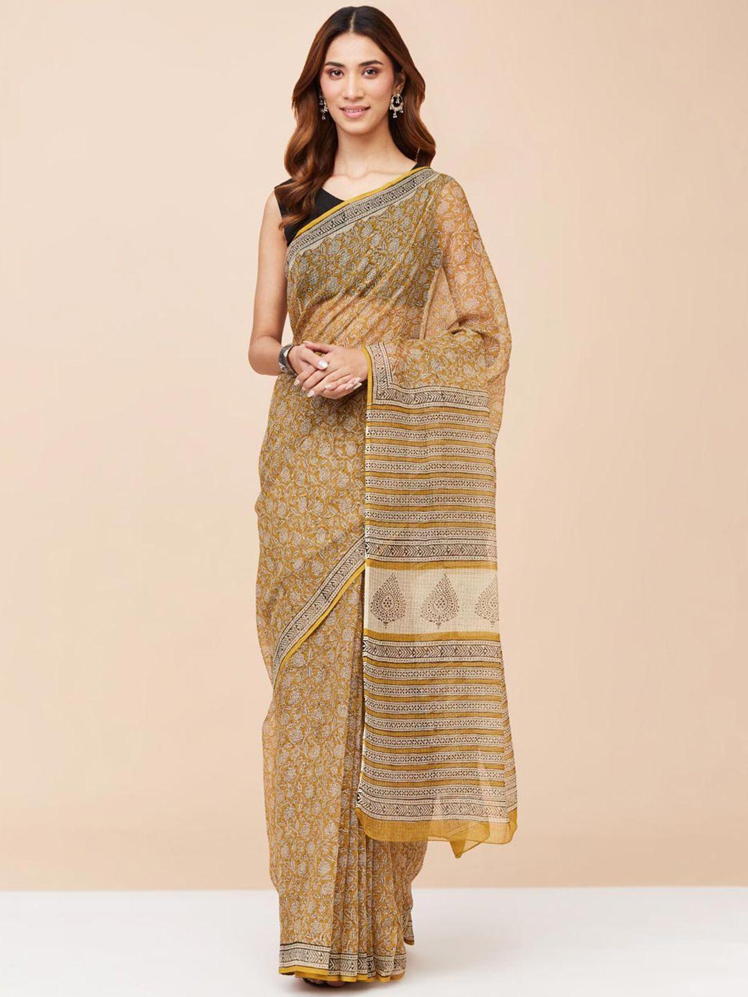 fabindia ethnic motifs printed silk cotton saree