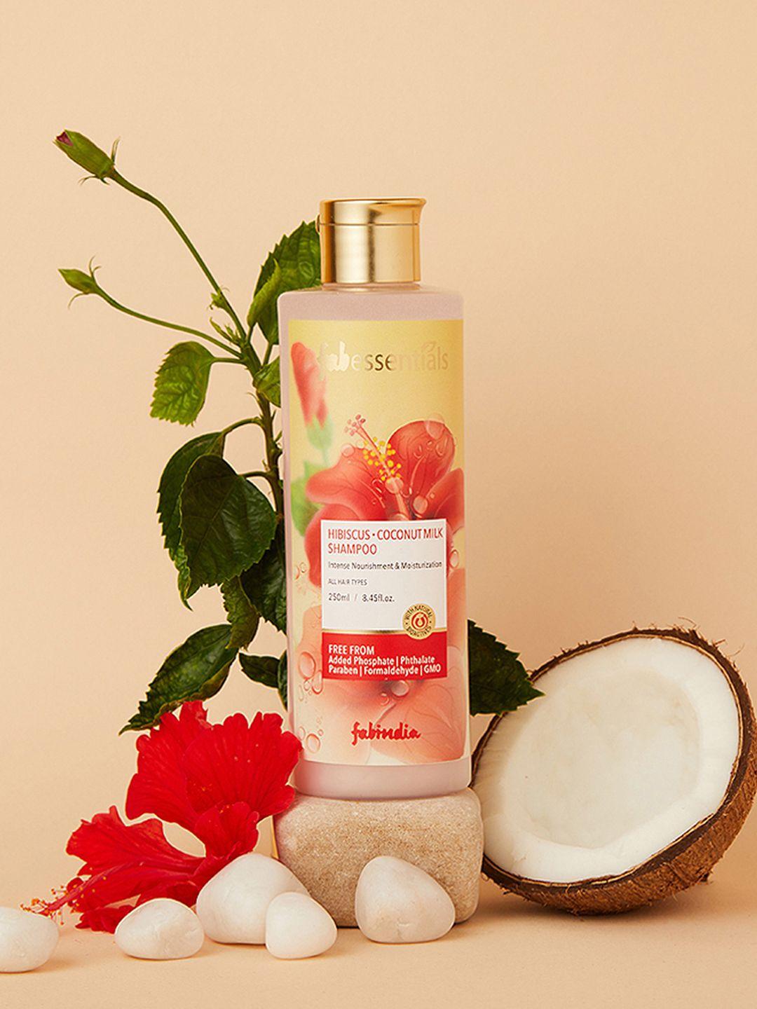 fabindia fabessentials hibiscus coconut milk intense nourishment shampoo - 250ml