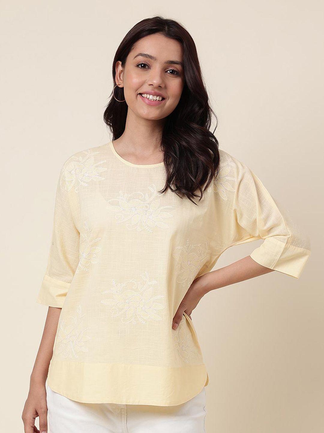 fabindia floral embroidered cotton top