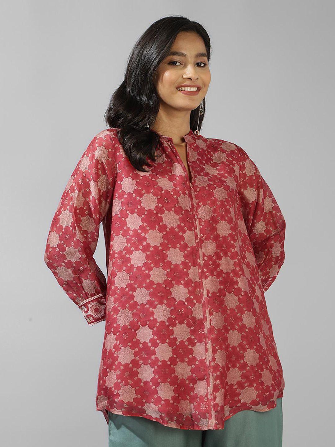 fabindia-floral-printed-mandarin-collar-long-sleeves-cotton-tunic