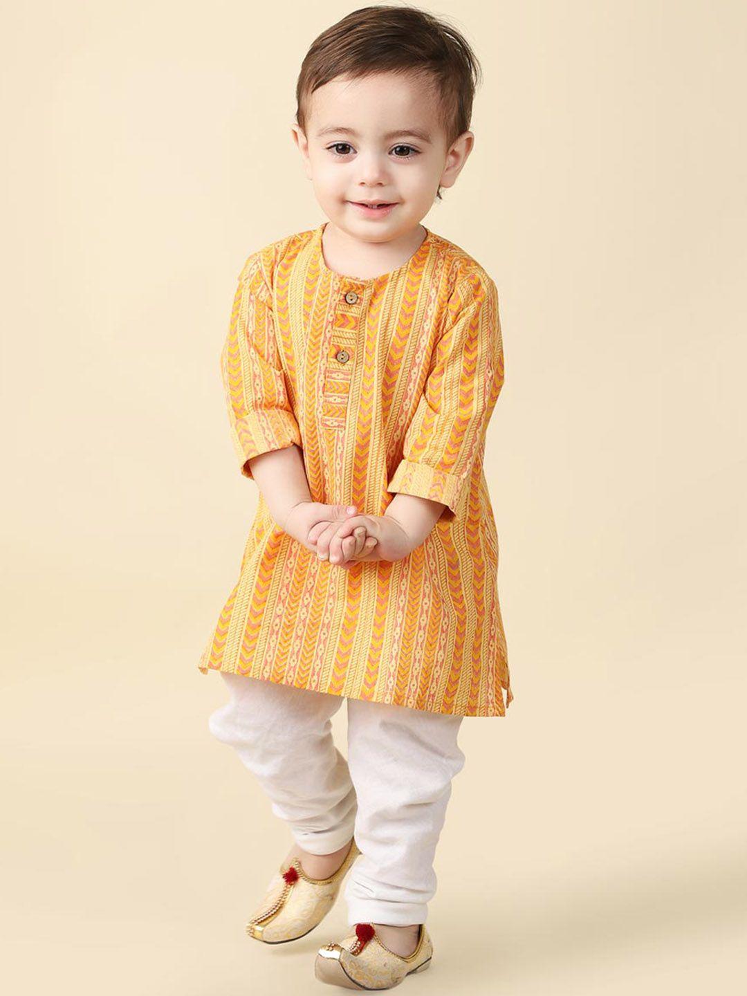 fabindia infant boys geometric printed mandarin collar cotton straight kurta
