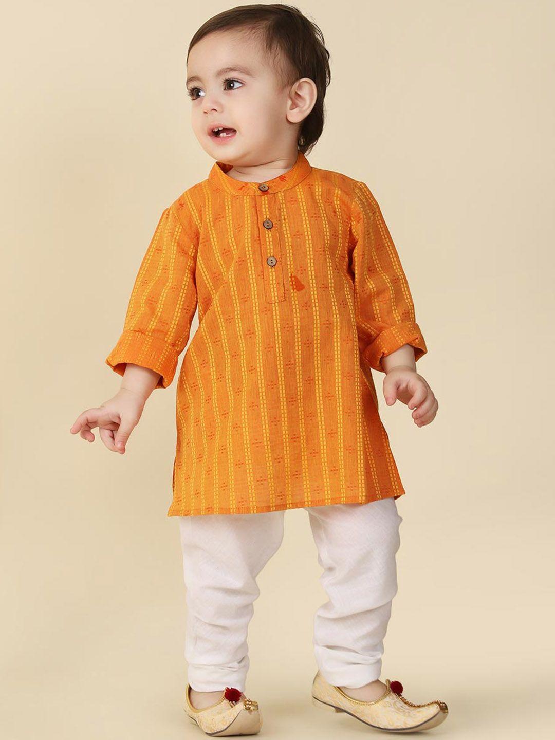 fabindia infant boys striped mandarin collar cotton straight kurta