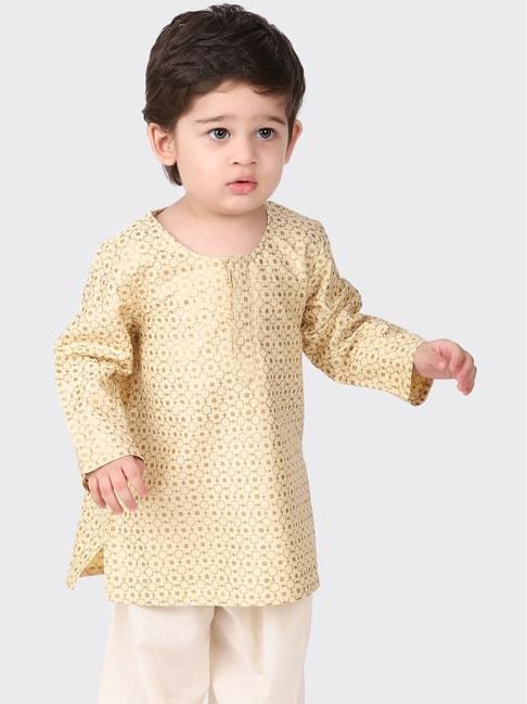 fabindia kids beige printed full sleeves kurta