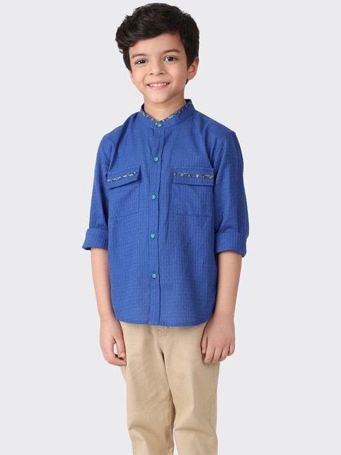 fabindia kids blue cotton regular fit full sleeves shirt
