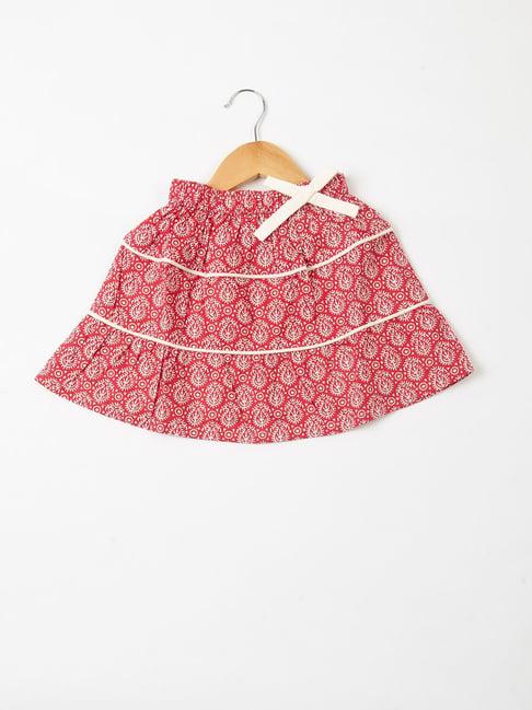 fabindia kids red printed skirt