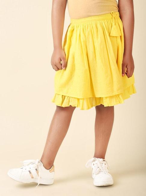 fabindia kids yellow solid skirt