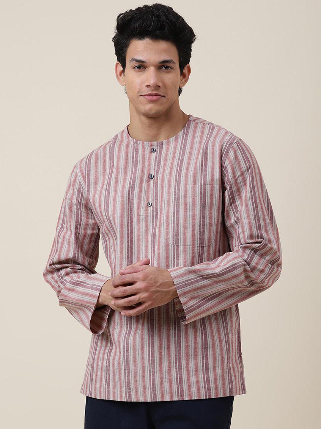 fabindia men multicoloured striped cotton kurta