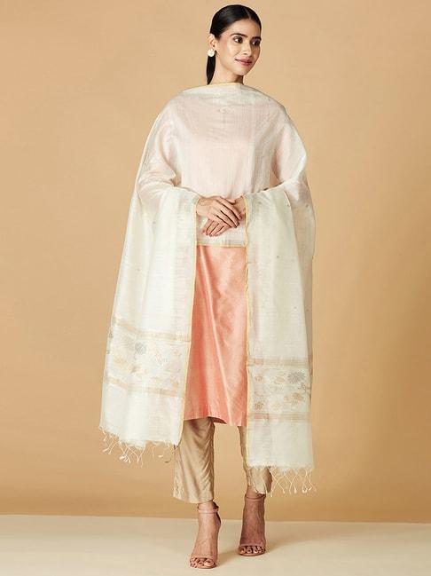 fabindia off-white cotton woven pattern dupatta