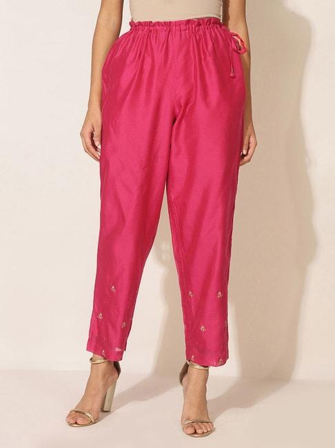fabindia pink embroidered pants
