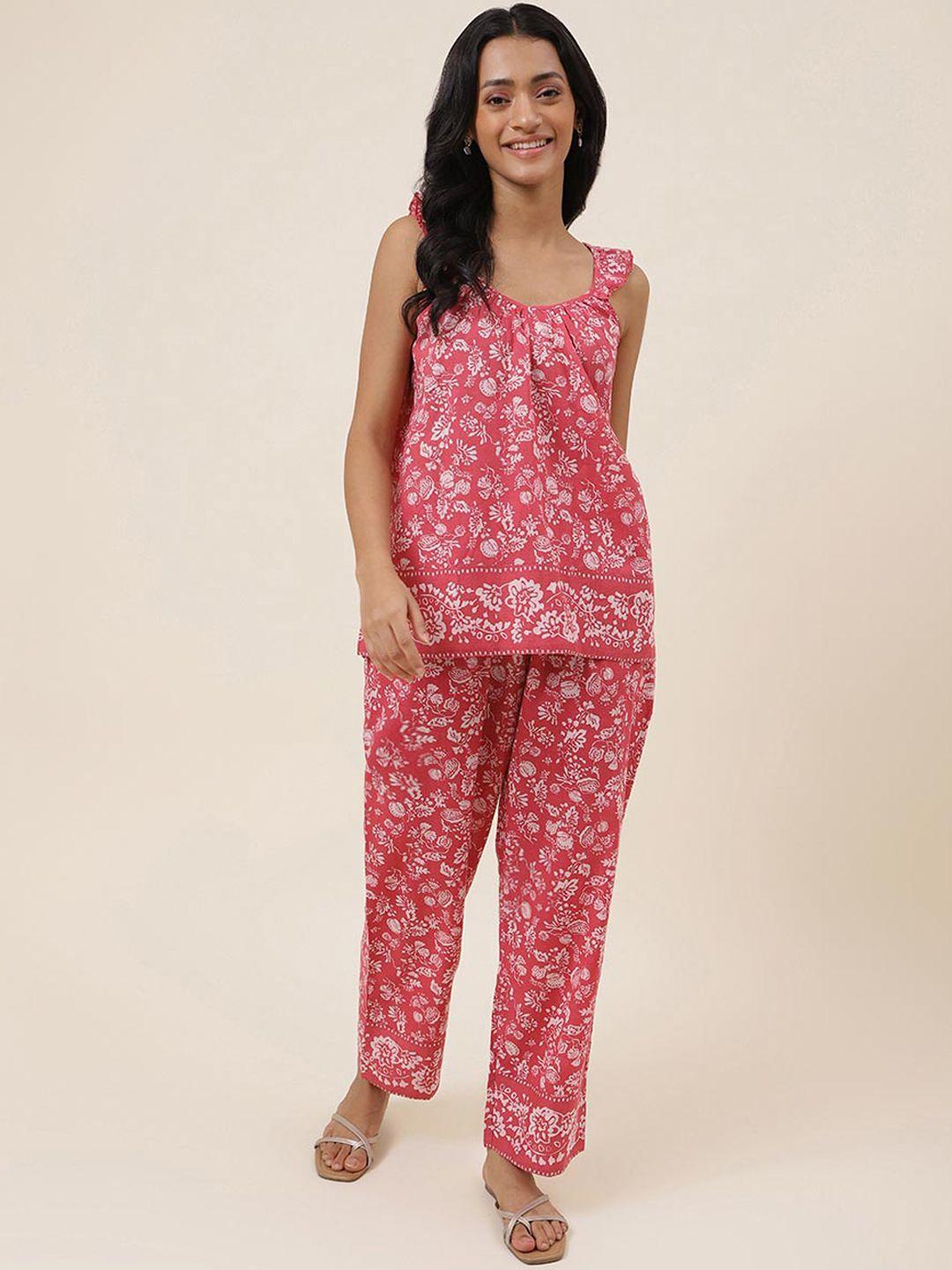 fabindia printed pure cotton top with trousers