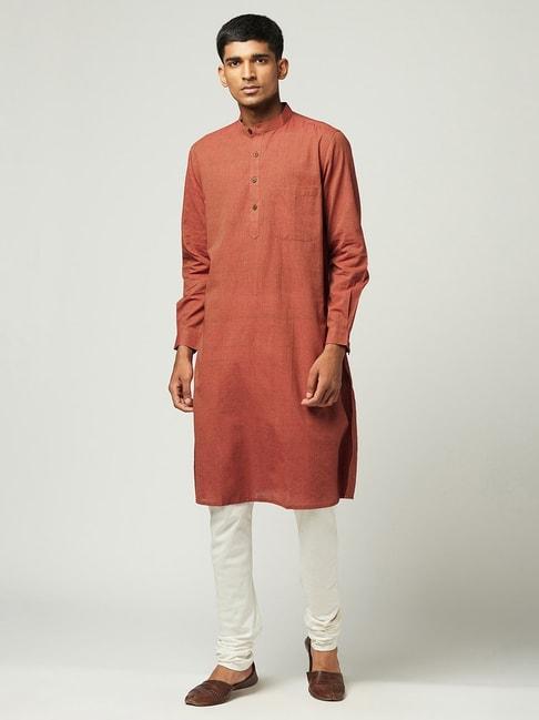 fabindia rust cotton comfort fit long kurta